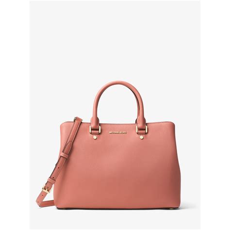 michael kors savannah large satchel oyster|Savannah Large Saffiano Leather Satchel .